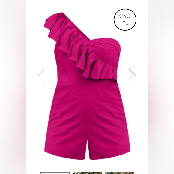 Pink Lily one-shoulder ruffle romper size M (NEW - was not shipped w/ tag) - Picture 4 of 6